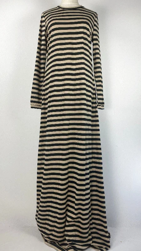 Long Sleeve Striped Maxi Dress, Beige