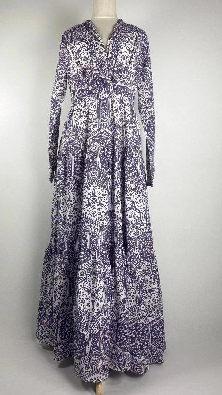 Long Sleeve Paisley Maxi Dress, Purple