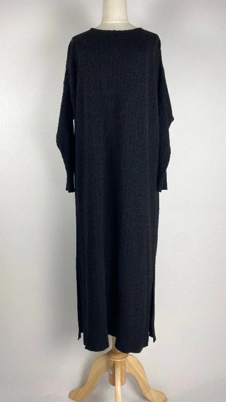 Long Sleeve Knit Maxi Sweater Dress, Black