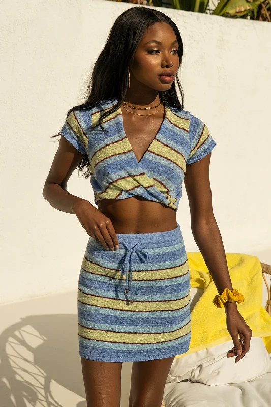 Zorya Cropped Top - Blue/Lime Stripe