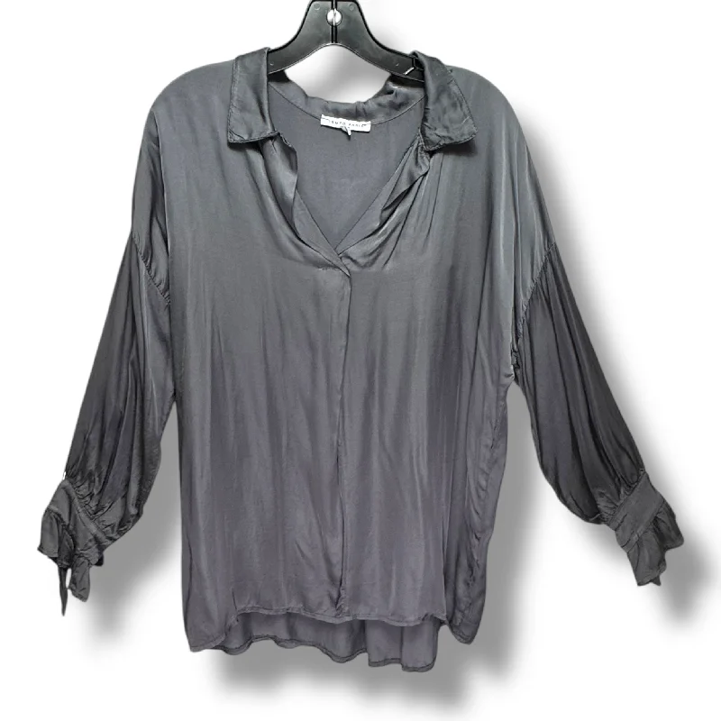 Blouse Long Sleeve By tempo paris In Grey, Size: S