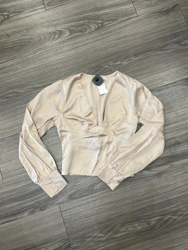 Blouse Long Sleeve By Abercrombie And Fitch In Tan, Size: S