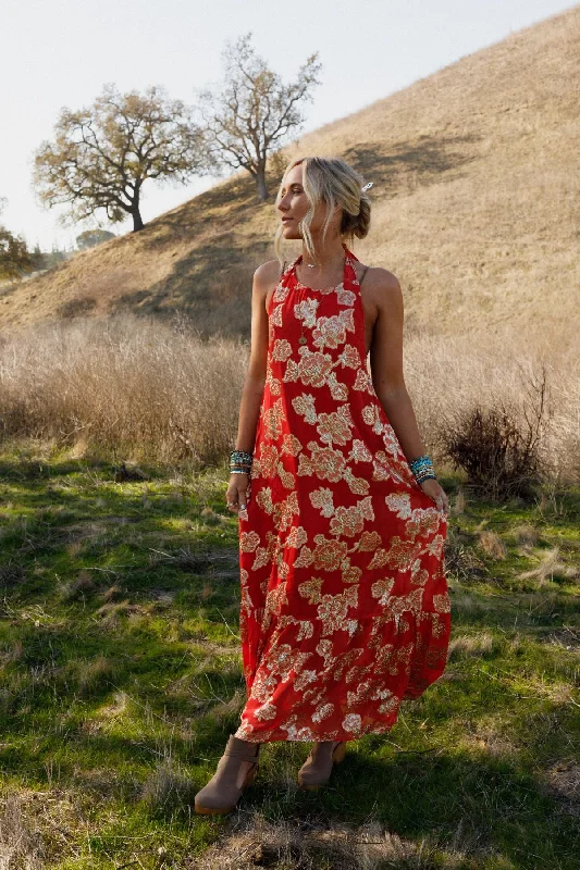 Spotlight Halter Maxi Dress - Orange