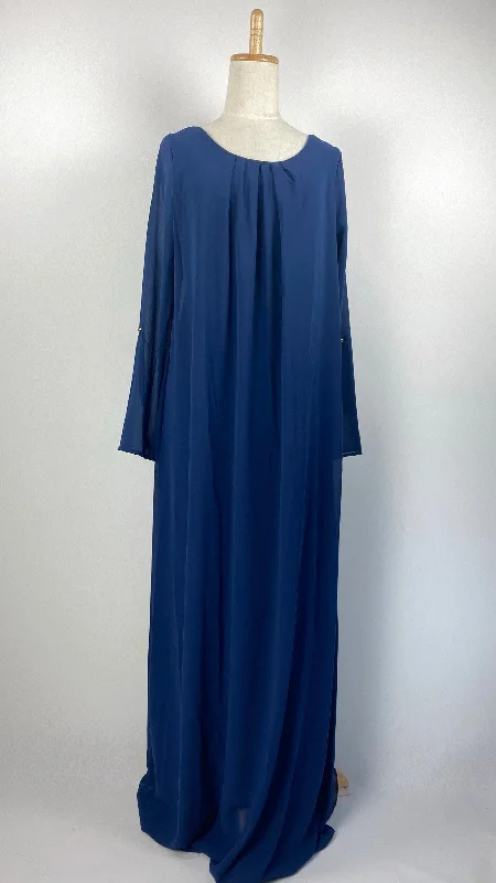 Long Sleeve Sheer with Lining Maxi Dress, Navy