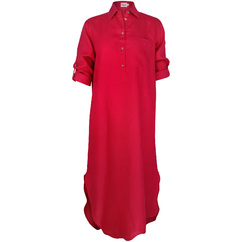 Melissa Maxi Shirt Dress Fushia