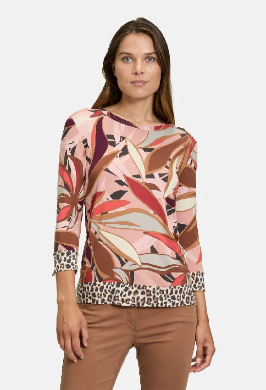 3/4 Sleeve Floral Print Top