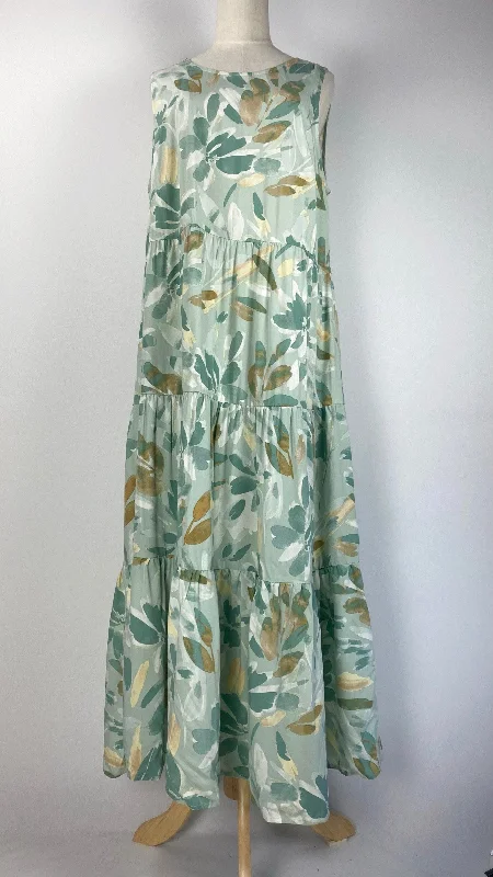 Sleeveless Printed Maxi Dress, Green