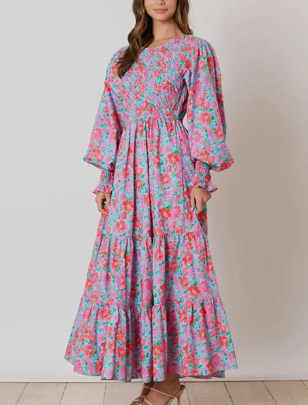 Floral smocked maxi dress