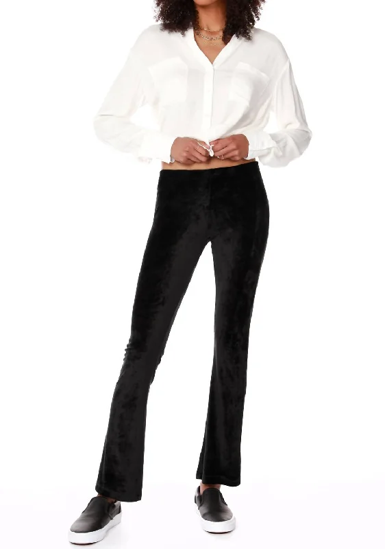 Flared Leg Velvet Pants In Black