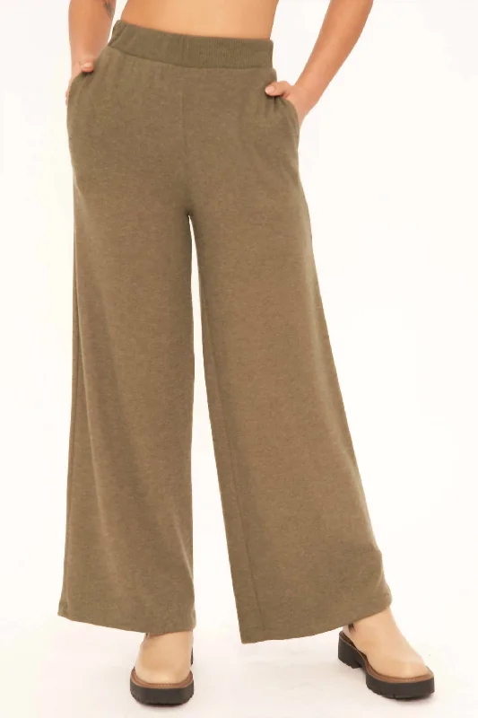 Rocky Cozy Wide Leg Pants In Alpine Moss