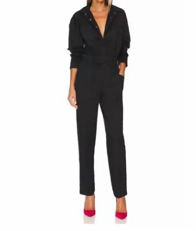 Selena Long Sleeve Jumpsuit In Fade To Black