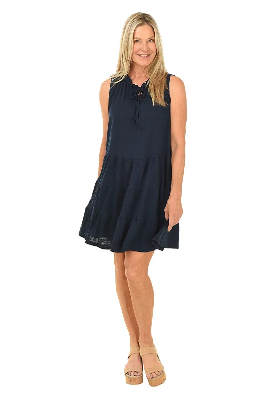 Sleeveless Ruffled Tie-Neck Dress