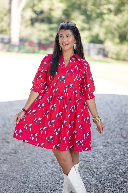 The Bulldogs Poplin Red Dress