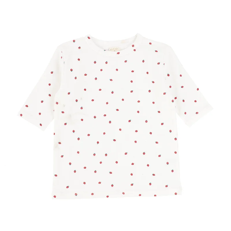 Analogie Strawberry T-Shirt Three Quarter Sleeve - White