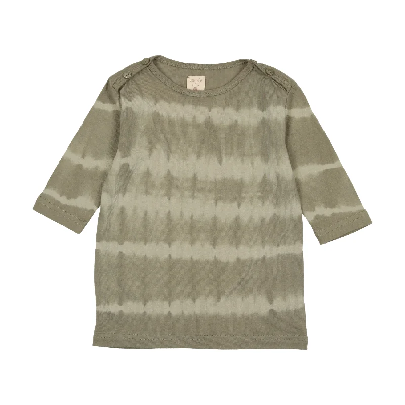 Analogie Tie Dye T-Shirt Three Quarter Sleeve - Moss