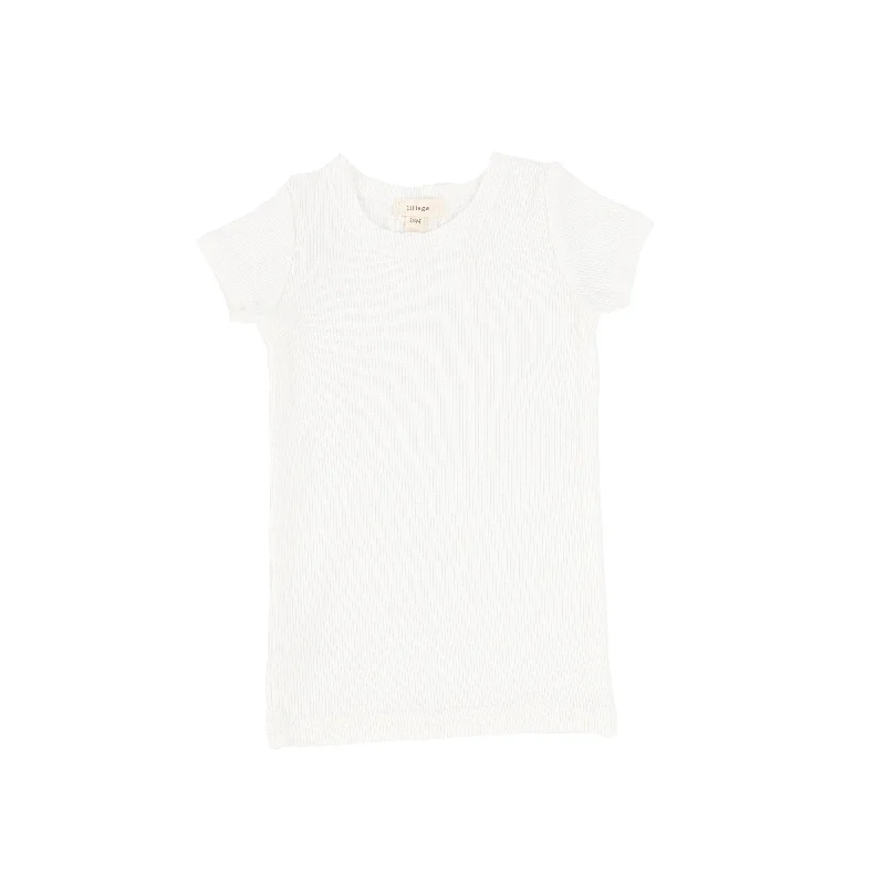 Lil Legs Ribbed Short Sleeve T-shirt - Winter White