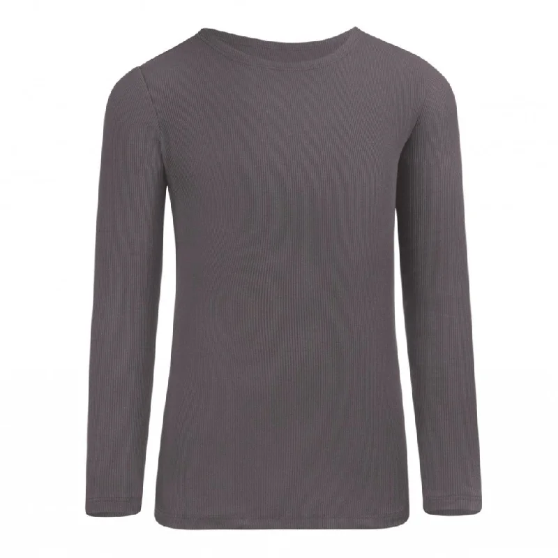 PB&J Girls Ribbed Long Sleeve Shell - Graphite