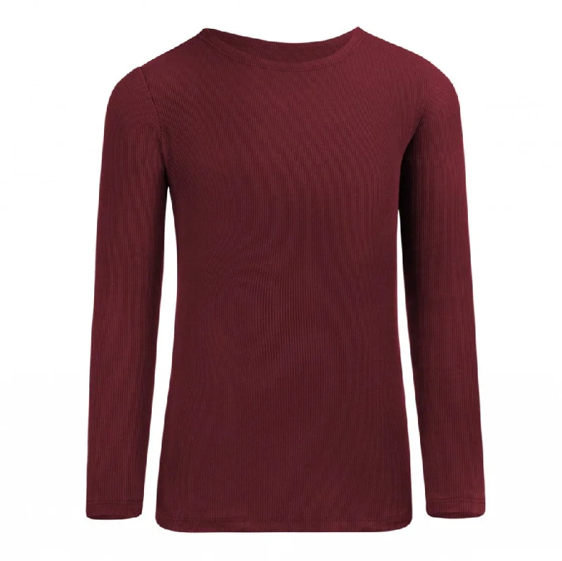 PB&J Girls Ribbed Long Sleeve Shell - Merlot