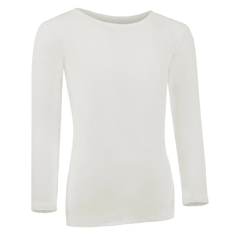 PB&J Girls Ribbed Long Sleeve Shell - Off-White