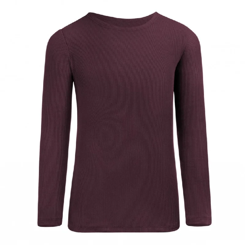 PB&J Girls Ribbed Long Sleeve Shell - Raisin