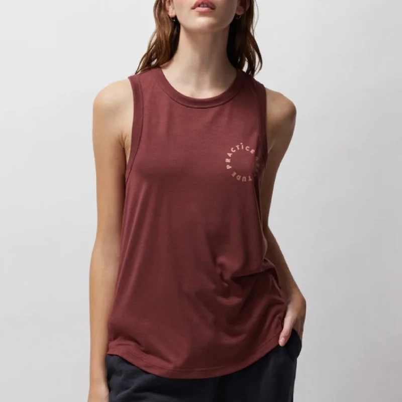 Practice Gratitude Namaste Tank - Washed Burgundy