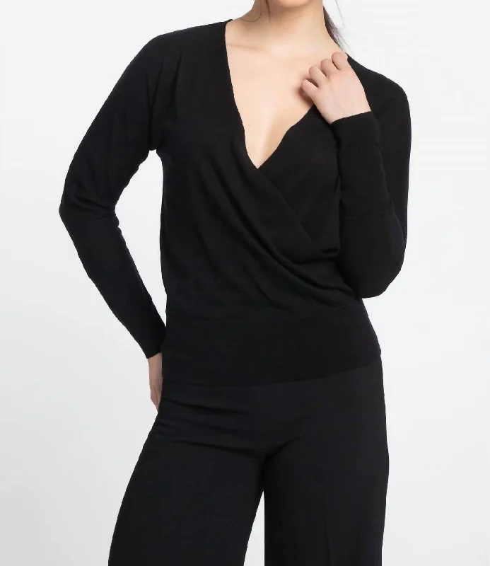 Knit Cashmere Surplice Black