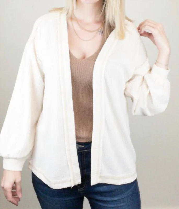 Reverse Stitch Cardigan In Cream