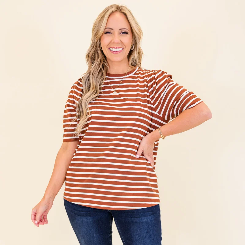 Signature Stripes Top, Burgundy-White