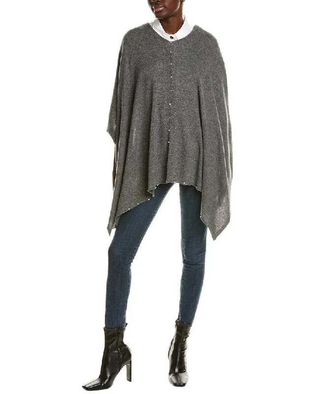 sofiacashmere Pearl Trim Wool & Cashmere-Blend Poncho