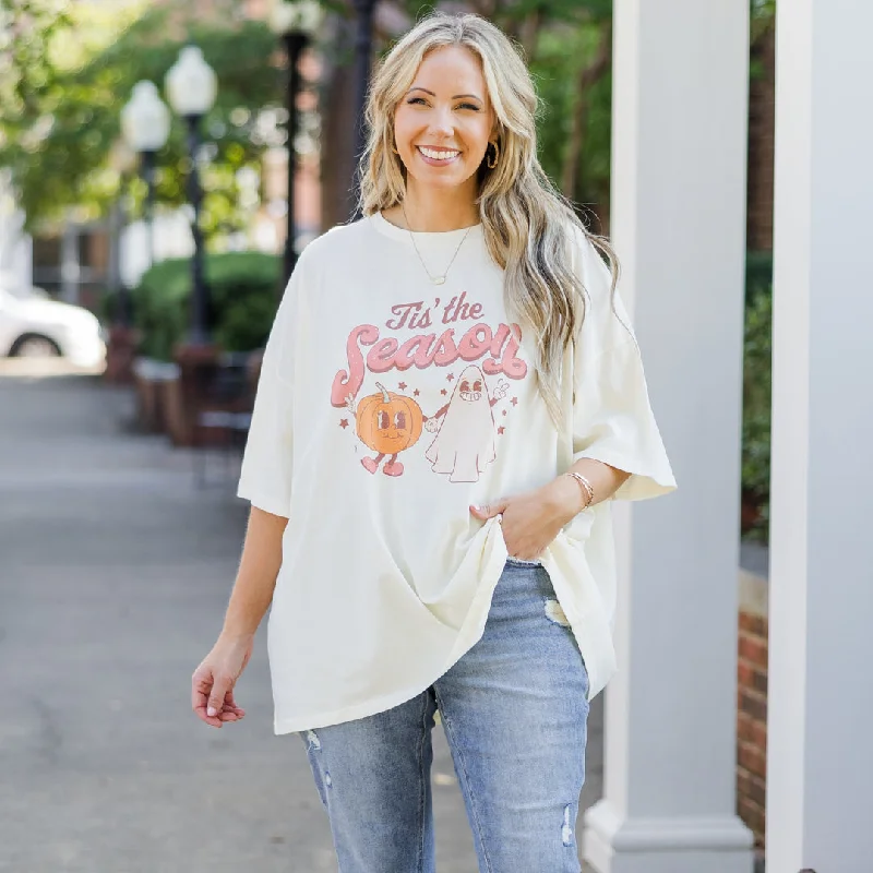 Tis The Spooky Season Boyfriend Tee, Ivory