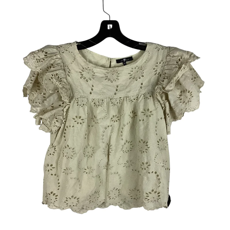 Top Short Sleeve By 7 For All Mankind In Tan, Size: Xs